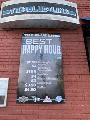 happy hour menu (3-6 PM, Monday-Friday)