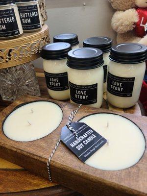 We offer locally crafted 100% Soy Candles.