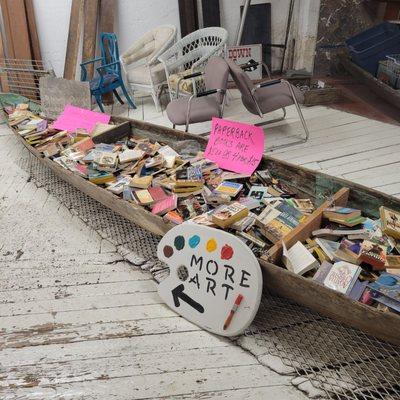 A canoe filled with books!