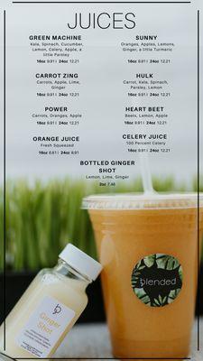 Fresh Juice Menu June 2024