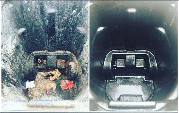 Look at the before and after of our trash can. I honestly did not think it could be restored like this.