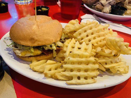 Chicken Bypass (grilled) with waffle fries