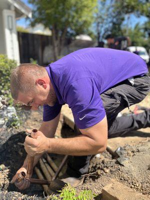 Water line replacement Jazz plumbing team getting water restored to home.