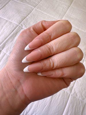 French tip, almond nails by Lena