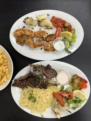 Iraqi Lamb Kabob Plate, Chicken Shish Tawook