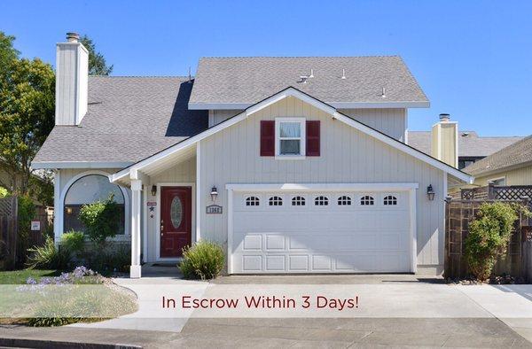 Rohnert Park - I helped the sellers get their home into contract and sold quickly and for over the list price.