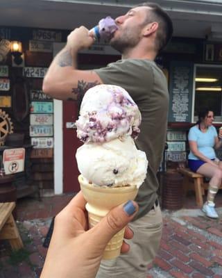 Small 2 scoop with blueberry pie and chocolate chip cookie dough