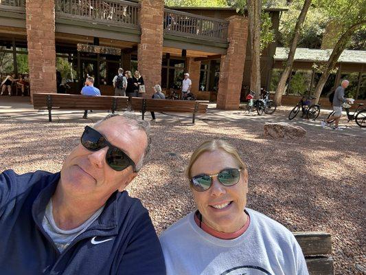 Taking a break at the Zion Lodge