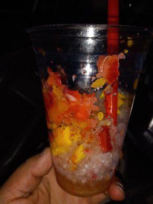 Mango,fresa and pineapple large raspado