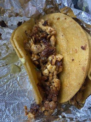 Skin chicken tacos