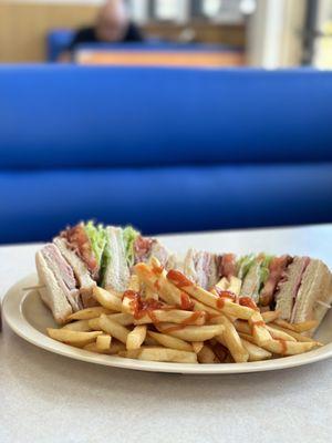 Turkey Club Sandwich & French Fries