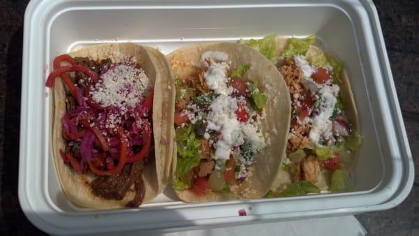 1 Beef, 2 Chicken Tacos