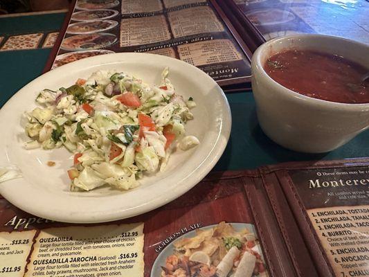 Mexican coleslaw and salsa for chips