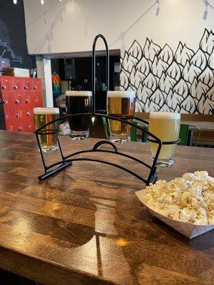 The Best Of flight with complimentary popcorn! #flights #craftbeerflights