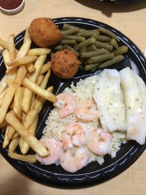 Baked cod and shrimp