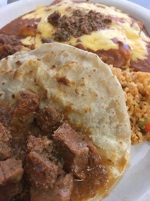 Beef Enchiladas with Carne Guisada Taco