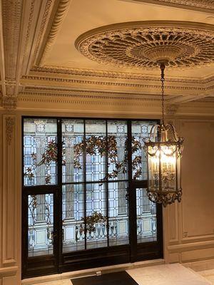 The stunningly beautiful leaded glass window in the grand staircase of the KC Museum, where once a  Fairy Princess sat on her throne!