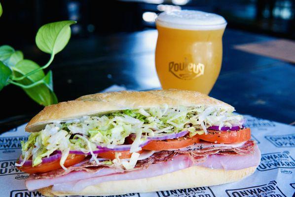 Our Italian sandwich with our Dopeur Hazy IPA