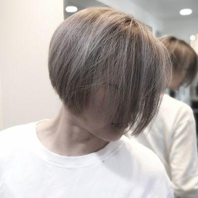 ash gray color with short style