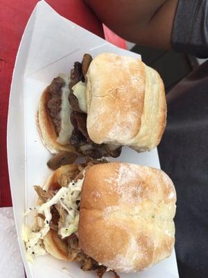 Double mushroom Swiss burger & pulled pork that my husband ate. OMG The pulled pork will knock your socks off.