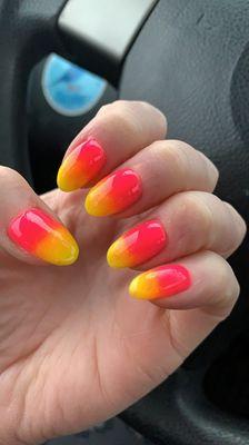 Sunset nails (ombré) by Jennie herself. She's such an artist.