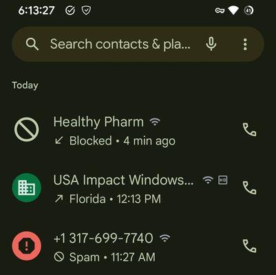 Spam call log