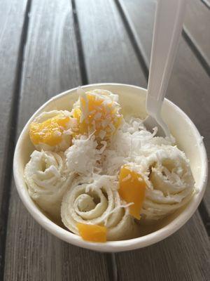 Piña Colada rolled ice cream