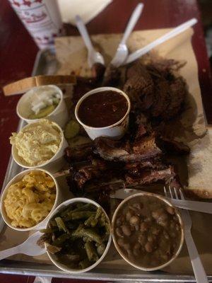 Brisket , sausage and sides