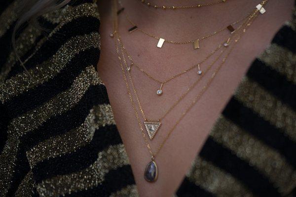 Everyday personal gold necklaces