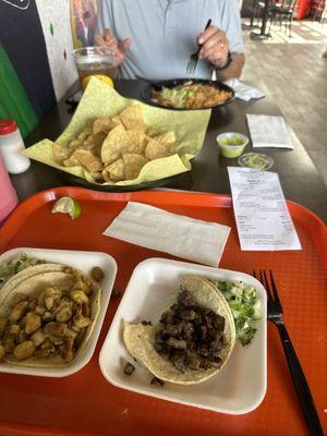 Tacos, enchiladas, chips and guacamole