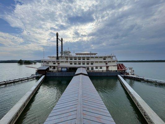 Boat exterior while docked.