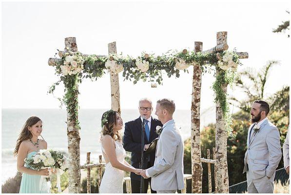 arch design cliff side for Casa di Pietra Beachside Wedding Malibu CA