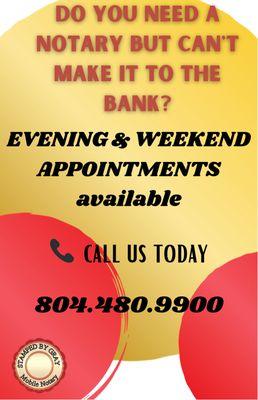 Contact me for your evening appointment!