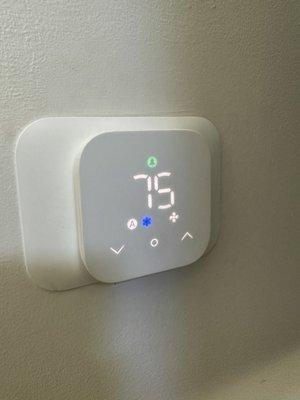 Smart thermostat working after he left.