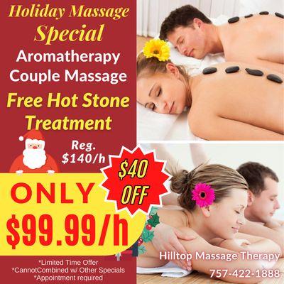 Aromatherapy Couple Massage ONLY $99.99/h