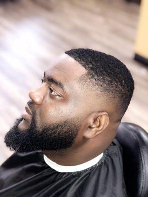 Bald fade with a beard taper + line up (with razor)