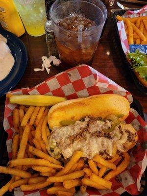 Philly cheesesteak and fries