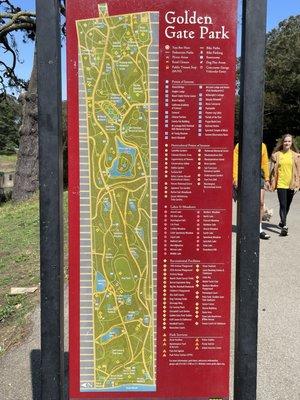 List & map of Golden Gate Park