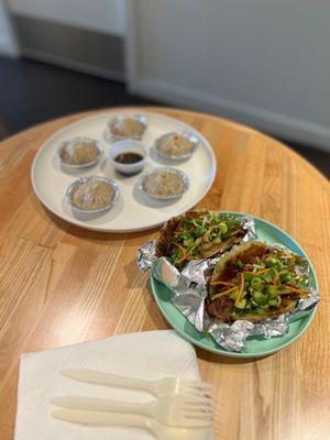 Soup dumplings & Taiwanese beef tacos