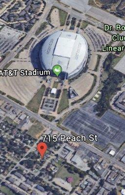 The distance from the Lofts to the ATT stadium