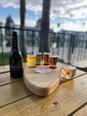 Sparkling rose and a beer flight