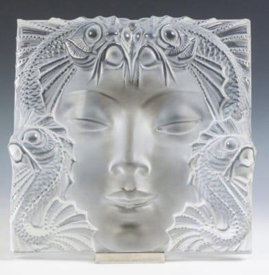 Lalique Frosted Glass Plaque -  The Mask