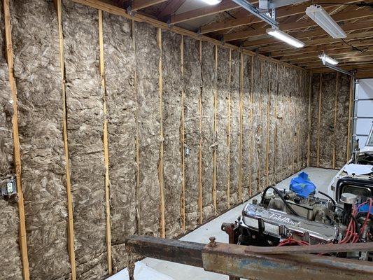 Garage wall with R21 rated insulation.