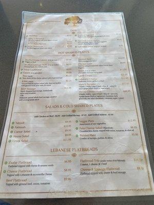 Front menu