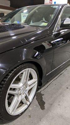 The touch less carwash cleans the wheels and every inch of the car