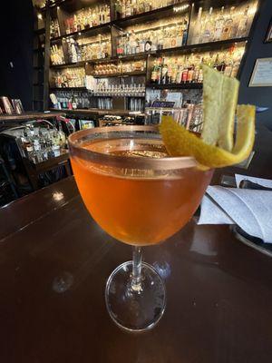 A CLOCKWORK ORANGE - Saffron Infused Gin, Aperol, Montenegro, B&B, Lillet Spritz