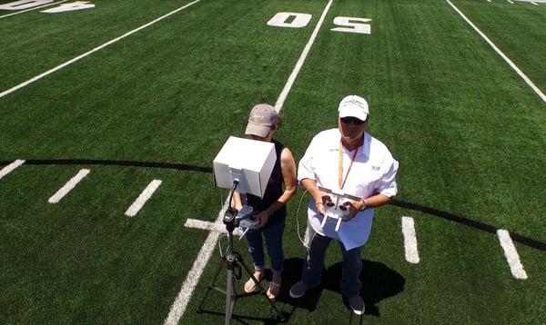 Drone Day at the Office. Drone show and tell day. Helix High School new FieldTurf.