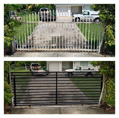 Modern horizontal aluminum gates