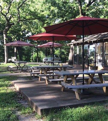 Look at the beautiful outdoor seating! And homemade desserts!