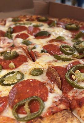 pepperoni pizza with jalapeños